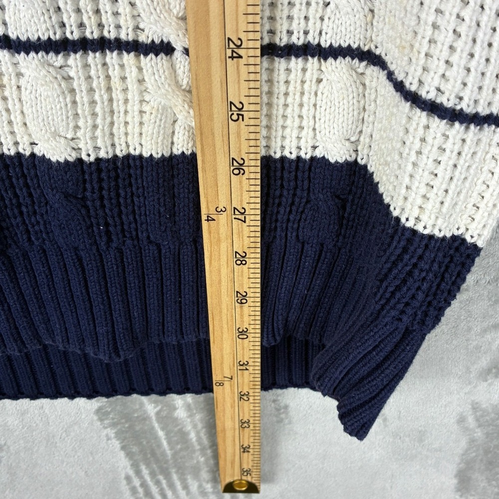 Christian Dior Monsieur‎ Vintage Striped Cable Knit Sweater Mens XL Navy White - Picture 4 of 6